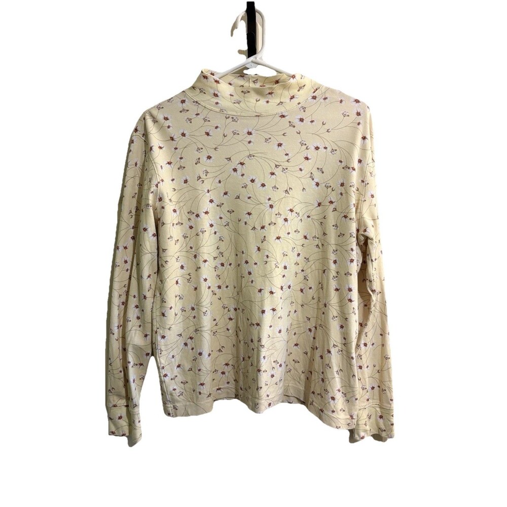 Lands Ends Women's Medium Petite Top Relaxed Cottagecore Floral Coastal Granny